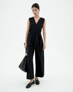 Überkreutzer Seersucker Taillenschleife Jumpsuit Winona