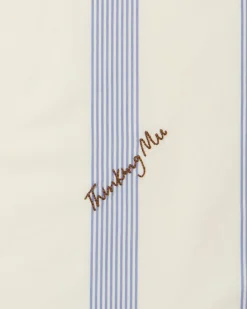 Blau gestreift handbesticktes Halstuch Claude