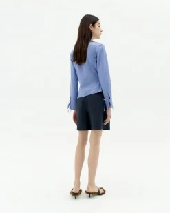 Blaue überkreutze Bluse Lenie