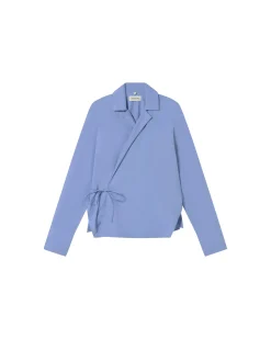 Blaue überkreutze Bluse Lenie