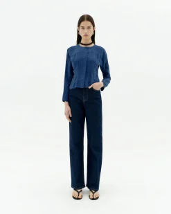 Blaue Cupro Bluse Briana