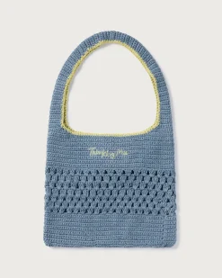 Blaue gehäkelte handgewebte Handtasche Effy
