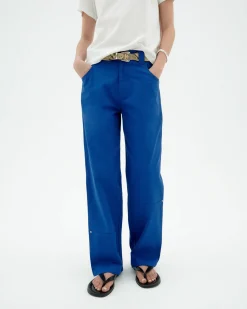 Blaue gerade Hose Perle