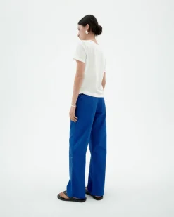Blaue gerade Hose Perle
