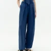 Blaue loose Abnähern Cupro Hose Cirila