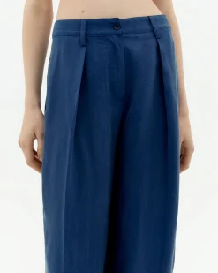 Blaue loose Abnähern Cupro Hose Cirila