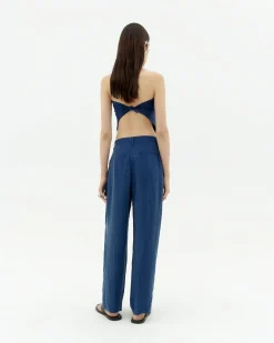 Blaue loose Abnähern Cupro Hose Cirila