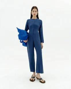 Blauer Cupro Jumpsuit Marcia