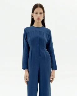 Blauer Cupro Jumpsuit Marcia