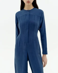 Blauer Cupro Jumpsuit Marcia