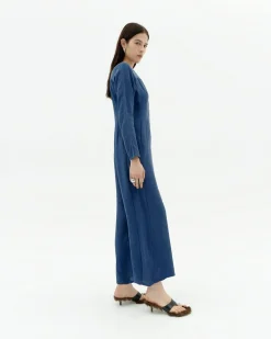 Blauer Cupro Jumpsuit Marcia