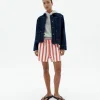 Gestreifte Seersucker Shorts Geranio