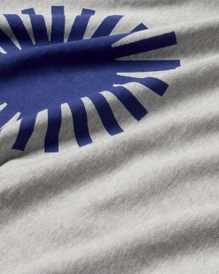 Graues Kapuzensweatshirt Simon blaue Sonne Rücken