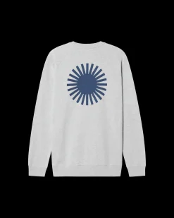 Graues Sweatshirt blaue Sonne Rücken