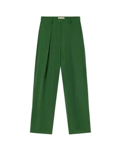 Grüne loose Abnähern Cupro Hose Cirila