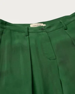 Grüne loose Abnähern Cupro Hose Cirila