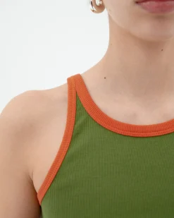 Grünes Kontrast orange Haltertop Harriet