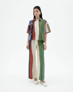 Hohe Taille gestreifte river Hose Karina