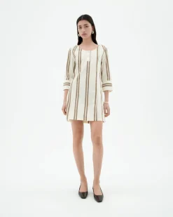 Kurzes gestreiftes Popeline Kleid Maria