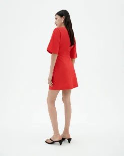 Kurzes rotes V Ausschnitt Kleid Kim