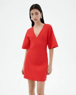Kurzes rotes V Ausschnitt Kleid Kim