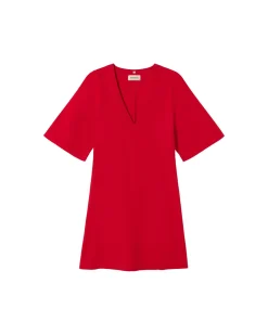Kurzes rotes V Ausschnitt Kleid Kim