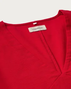 Kurzes rotes V Ausschnitt Kleid Kim