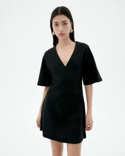 Kurzes schwarzes V Ausschnitt Kleid Kim