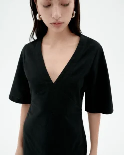 Kurzes schwarzes V Ausschnitt Kleid Kim