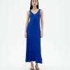 Langes blaues Ecovero Strickkleid Sade