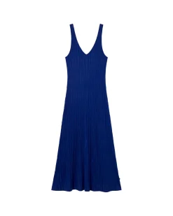 Langes blaues Ecovero Strickkleid Sade
