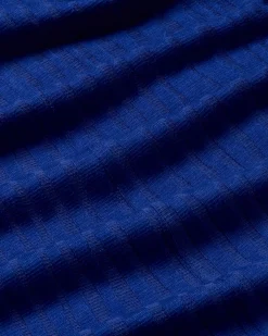 Langes blaues Ecovero Strickkleid Sade