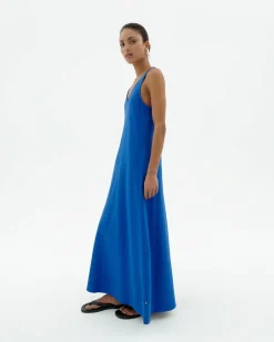 Langes blaues Trägerkleid Sade