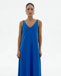 Langes blaues Trägerkleid Sade