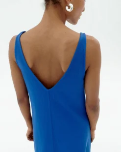 Langes blaues Trägerkleid Sade
