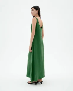 Langes grünes Cupro Kleid Sade