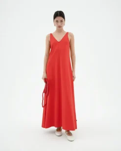 Langes rotes Trägerkleid Sade