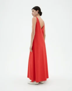 Langes rotes Trägerkleid Sade