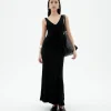 Langes schwarzes Ecovero Strickkleid Sade