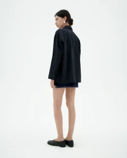 Navy texturierte Bluse Marcelle