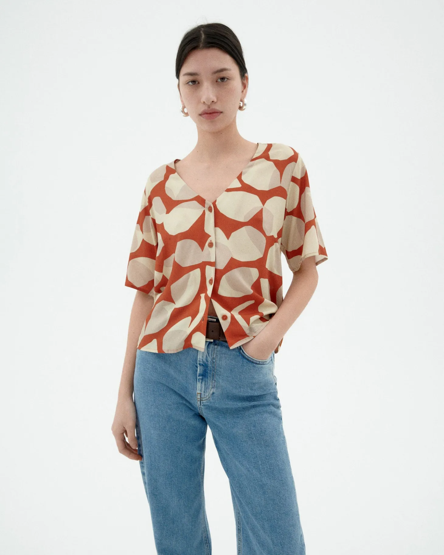Orange Ecovero leaf Bluse Libelula