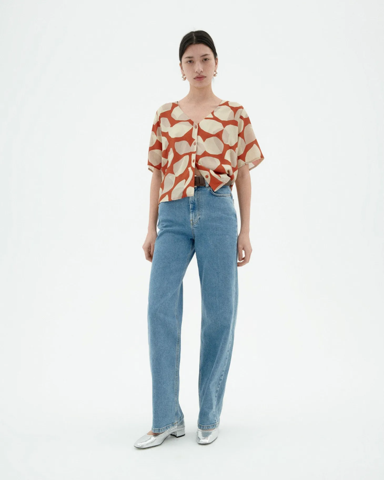 Orange Ecovero leaf Bluse Libelula