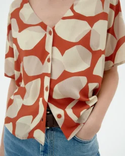 Orange Ecovero leaf Bluse Libelula