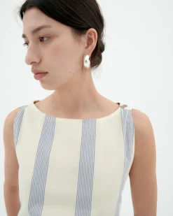 Popeline gestreiftes Schleife Kleid Cecile