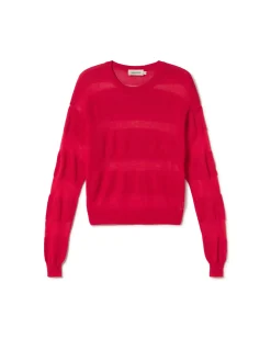 Roter halbstransparenter Strickpullover Be