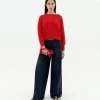 Roter texturierter Strickpullover Clara