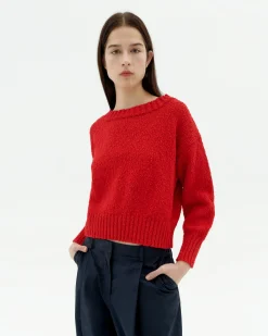Roter texturierter Strickpullover Clara