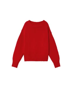 Roter texturierter Strickpullover Clara