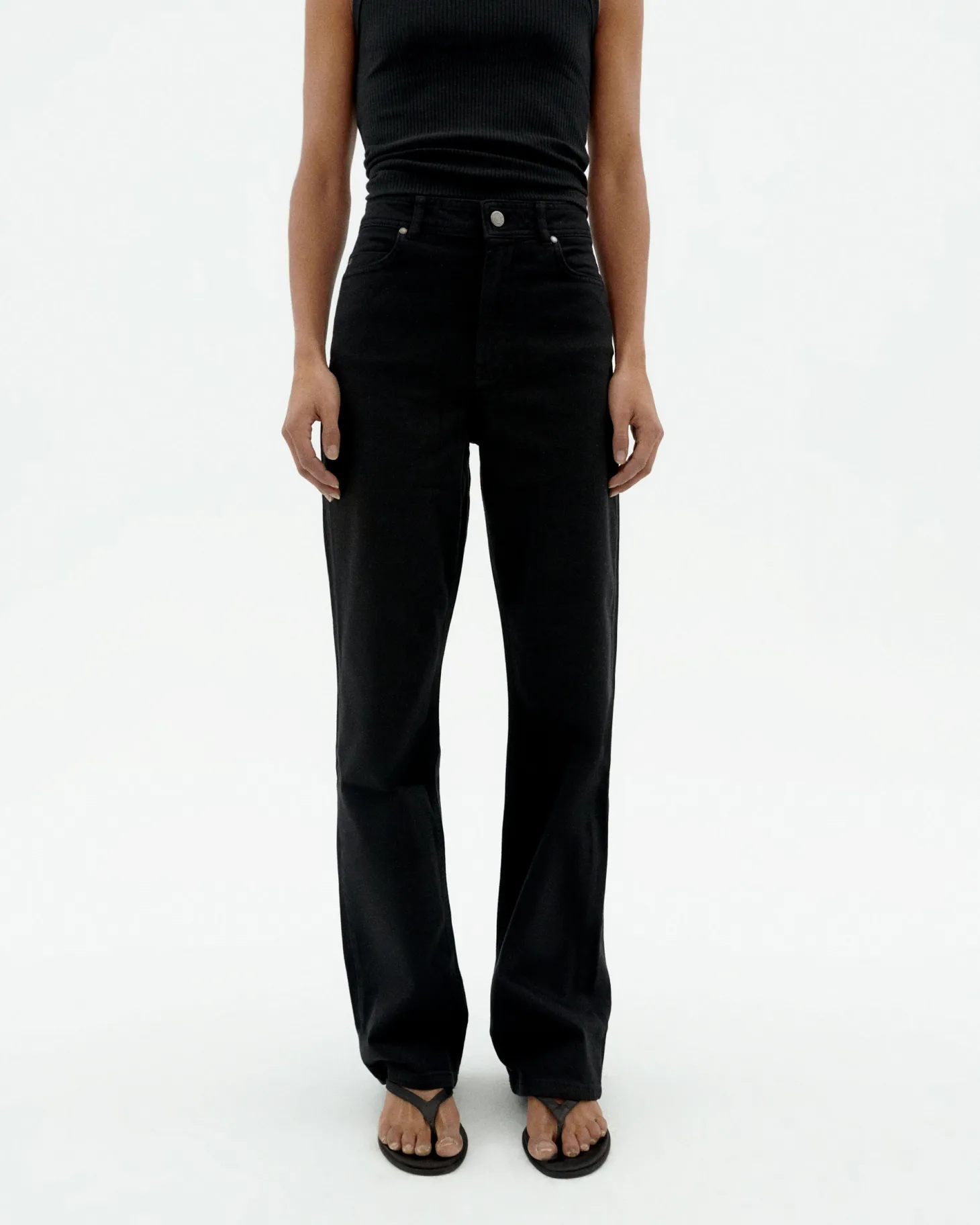 Schwarze hohe Taille Hose Theresa