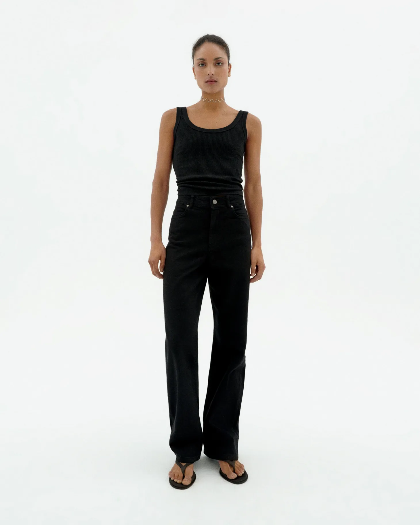 Schwarze hohe Taille Hose Theresa
